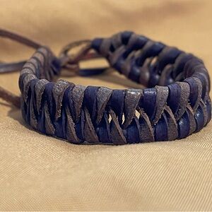 Handmade Indigenous Indian Leather Tie Bracelet OSFM
